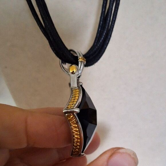 A Park Lane Ladies' Necklace Elegant Evening Black Onyx Two Tone Metal Choker - Picture 11 of 11